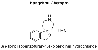 3H-spiro[isobenzofuran-1,4'-piperidine] hydrochlorideChemical Formula: C12H16ClNO Exact Mass: 225.09 Molecular Weight: 225.71 m/z: 225.09 (100.0%), 227.09 (32.0%), 226.10 (13.2%), 228.09 (4.3%), 227.1