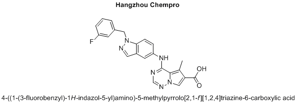 4-((1-(3-fluorobenzyl)-1H-indazol-5-yl)amino)-5-methylpyrrolo[2,1-f][1,2,4]triazine-6-carboxylic acid